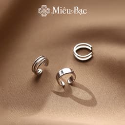Thumbnail Khuyên tai kẹp vành cá tính Miêu Bạc bông tai bạc nữ trơn basic chất liệu bạc S925 thời trang phụ kiện trang sức B400359 1