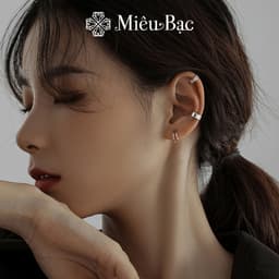 Thumbnail Khuyên tai kẹp vành cá tính Miêu Bạc bông tai bạc nữ trơn basic chất liệu bạc S925 thời trang phụ kiện trang sức B400359 2