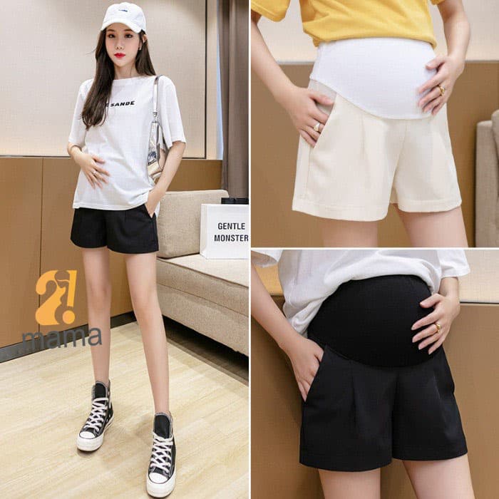 Ảnh Quần Đùi Bầu 2mama Mẫu Mới Mùa Hè 2025 Chất Umi Mềm Mát Có Chun Điền Chỉnh Đủ size V046 4