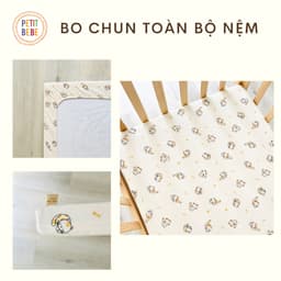 Thumbnail Ga bọc nệm cũi 62x114cm cho bé PETIT BEBE muslin bo chun họa tiết đa dạng 3