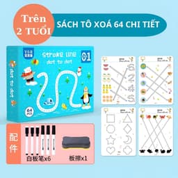 Thumbnail Combo tập tô vẽ thông minh xóa được 64 trang kèm bút dạ - Đồ chơi Giáo Dục học liệu Montessori cho bé từ 2 3 4 5 tuổi 1