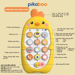Thumbnail Combo điện thoại đồ chơi cho bé gà vàng kèm pin đáng yêu có đèn và nhạc Pikaboo, chất liệu cao cấp 2