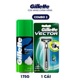 Thumbnail Combo Dao Cạo Râu GILLETTE Vector 1UP Hộp 1 Cán 1 Lưỡi Và Bọt Cạo Râu Gillette Hương Chanh Chai 175g 2