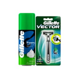 Thumbnail Combo Dao Cạo Râu GILLETTE Vector 1UP Hộp 1 Cán 1 Lưỡi Và Bọt Cạo Râu Gillette Hương Chanh Chai 175g 1