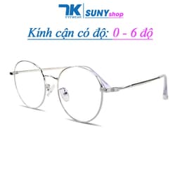 Thumbnail Mắt kính cận có độ sẵn 0 - 6 độ nữ, nam mắt tròn kim loại 7K29203. Có sẵn tròng giả cận 0 độ chống ánh sáng xanh, tia UV 1