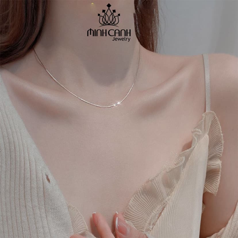 Ảnh Dây Chuyền Bạc Nữ Loại Trơn Mảnh Chất Liệu Bạc S925 Dài 45cm Minh Canh Jewelry 1