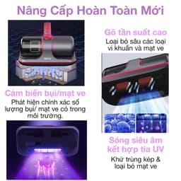 Thumbnail Máy hút bụi giường nệm đệm cầm tay đèn UV diệt khuẩn REKKY không dây cao cấp, lực hút mạnh [HÀNG CHÍNH HÃNG] 4