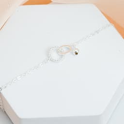 Thumbnail Lắc tay bạc nữ HELINO 2 vòng tròn đính đá, trang sức phụ kiện circle lấp lánh V04 3
