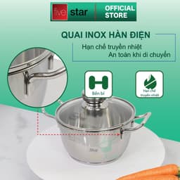 Thumbnail Bộ nồi inox 430 cao cấp Fivestar 3 đáy nắp kính dùng được bếp từ , hồng ngoại , gas , tặng 1 vá canh 4