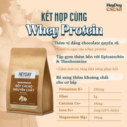 Thumbnail Bột cacao nguyên chất Việt Nam Heyday - Dòng Natural thuần tự nhiên, không kiềm hoá - Túi giấy 225g 4