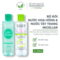Thumbnail Combo chăm da hỗn hợp dầu mụn với nước hoa hồng và nước tẩy trang Evoluderm 250ml 2