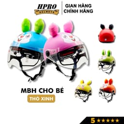Thumbnail Mũ bảo hiểm trẻ em có kính Hpro helmet, họa tiết cute đáng yêu, có tai ngộ nghĩnh, cho bé từ 3-8 tuổi 1