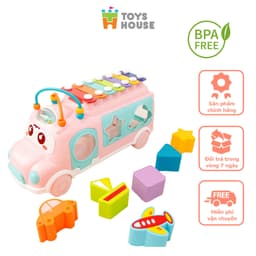 Thumbnail Đồ chơi ô tô thả hình khối kết hợp đàn gõ Xylophone giáo dục sớm cho bé Toyshouse HE8036 1