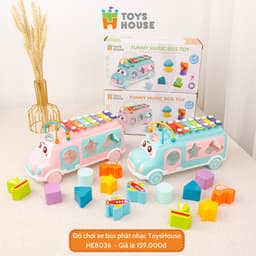 Thumbnail Đồ chơi ô tô thả hình khối kết hợp đàn gõ Xylophone giáo dục sớm cho bé Toyshouse HE8036 3