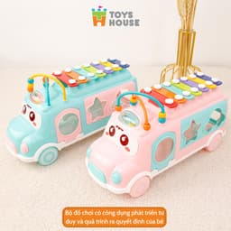 Thumbnail Đồ chơi ô tô thả hình khối kết hợp đàn gõ Xylophone giáo dục sớm cho bé Toyshouse HE8036 4