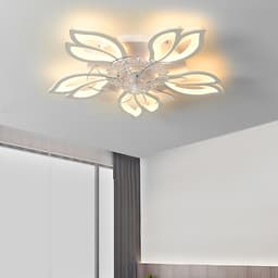 Thumbnail Quạt đảo trần đèn led trang trí phòng khách phòng ngủ dạng mâm SuperVilighting QUATDAOTRAN-DENMAM-D600 có điều khiển 4