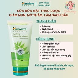 Thumbnail Sữa rửa mặt dịu nhẹ giúp giảm mụn chiết xuất từ lá neem Himalaya Purifying Neem Face Wash 150ml 3