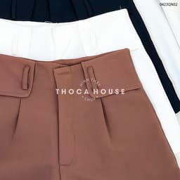 Thumbnail XẢ HÀNG - Quần short nữ tây lưng cao trơn đai kiểu THOCA HOUSE có size, dáng Hàn chuẩn xinh phối đồ 2