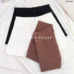Thumbnail XẢ HÀNG - Quần short nữ tây lưng cao trơn đai kiểu THOCA HOUSE có size, dáng Hàn chuẩn xinh phối đồ 3
