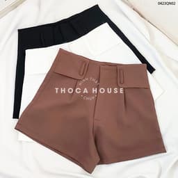 Thumbnail XẢ HÀNG - Quần short nữ tây lưng cao trơn đai kiểu THOCA HOUSE có size, dáng Hàn chuẩn xinh phối đồ 4