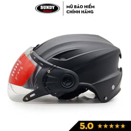 Thumbnail Nón bảo hiểm nửa đầu có kính SUNDY Helmets HP02K, vân mũ thể thao, Freesize (vòng đầu 56-59cm) cho nam nữ 2