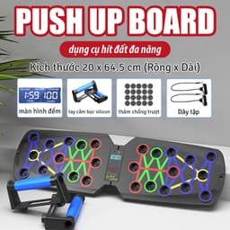Thumbnail BG-Dụng Cụ Tập Hít Đất Chống Đẩy Có Vạch Kẻ Màu Theo Nhóm Cơ, Đồng Hồ Bấm Giờ Đếm Nhịp Tự Động 1