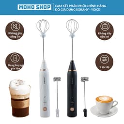Thumbnail Máy đánh bọt cà phê mini cầm tay, máy đánh trứng Sokany SK201A 3 cấp độ sạc pin USB tặng kèm 2 đầu khuấy và tạo bọt 1