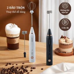 Thumbnail Máy đánh bọt cà phê mini cầm tay, máy đánh trứng Sokany SK201A 3 cấp độ sạc pin USB tặng kèm 2 đầu khuấy và tạo bọt 2