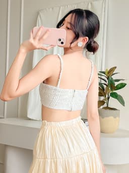 Thumbnail Áo Croptop Hai Dây Vải Ánh Kim - EDINI - A1446 2