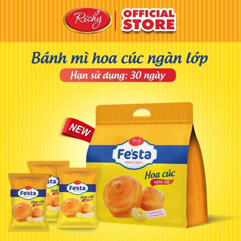 Ảnh Bánh mì hoa cúc ngàn lớp Festa Richy - HSD 30 ngày kể từ NSX 2