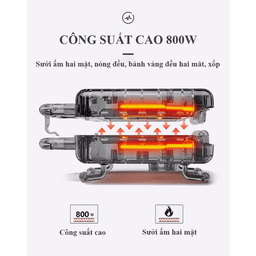 Thumbnail Máy kẹp, nướng, làm bánh mì, bánh ngọt 8 khay đa năng 800W SOKANY SK-BBQ-140 hàng cao cấp [BẢO HÀNH 12 THÁNG] 2