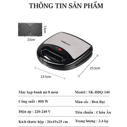 Thumbnail Máy kẹp, nướng, làm bánh mì, bánh ngọt 8 khay đa năng 800W SOKANY SK-BBQ-140 hàng cao cấp [BẢO HÀNH 12 THÁNG] 1