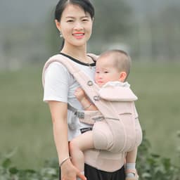 Thumbnail Địu em bé Kidsworld Omni Breeze/KNM/360 Cool Air Mesh trợ lực 4 tư thế vải thoáng khí có đỡ cổ mũ trùm cho bé sơ sinh 4
