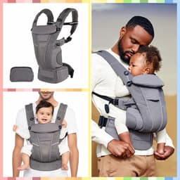 Thumbnail Địu em bé Kidsworld Omni Breeze/KNM/360 Cool Air Mesh trợ lực 4 tư thế vải thoáng khí có đỡ cổ mũ trùm cho bé sơ sinh 2