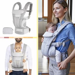 Thumbnail Địu em bé Kidsworld Omni Breeze/KNM/360 Cool Air Mesh trợ lực 4 tư thế vải thoáng khí có đỡ cổ mũ trùm cho bé sơ sinh 1
