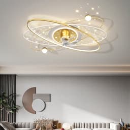 Thumbnail Quạt đảo trần đèn led trang trí phòng khách phòng ngủ dạng mâm SuperVilighting QUATDAOTRAN-DENMAM-D600 có điều khiển 1