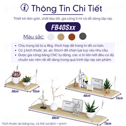 Thumbnail Kệ Treo Tường FIVO FB40 Trang Trí Không Cần Khoan, Tặng Kèm Đinh Và Móc Treo Inox Dễ Dàng Gắn Lên Tường, Decor Linh Hoạt 3