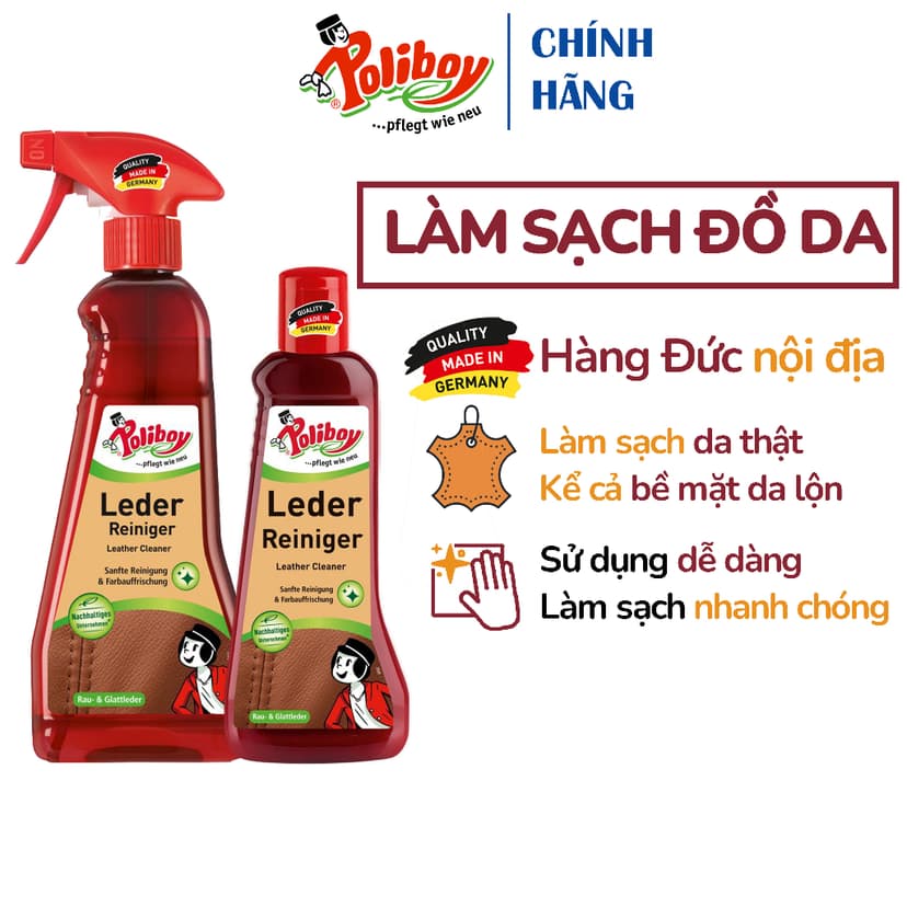 Ảnh Làm Sạch Túi Da, Giày Da, Đồ Da Cao Cấp POLIBOY Vệ Sinh Giày Da, Túi Da, Làm Mới Ghế Da Ô Tô, Sofa Da 1
