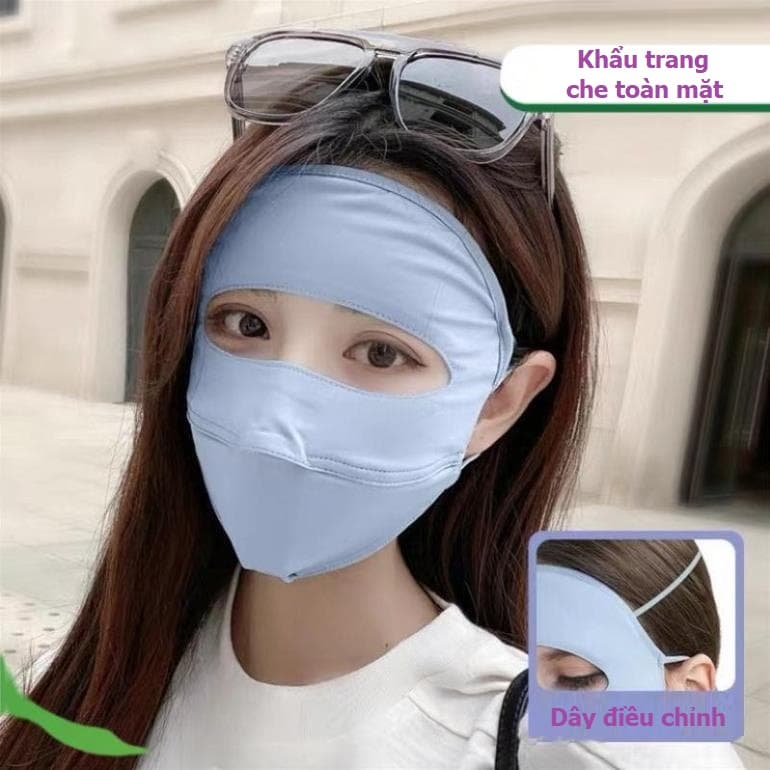 Ảnh Khẩu Trang - Taky, Mặt Nạ Vải Lụa Lạnh 2 Lớp Che Phủ Kín Đi Ngoài Trời,  Che Kín Toàn Mặt Trán Chống Tia UV UFP 50+ 7887 3