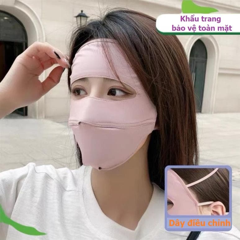 Ảnh Khẩu Trang - Taky, Mặt Nạ Vải Lụa Lạnh 2 Lớp Che Phủ Kín Đi Ngoài Trời,  Che Kín Toàn Mặt Trán Chống Tia UV UFP 50+ 7887 1