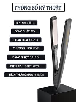 Thumbnail Máy duỗi tóc điều chỉnh 5 mức nhiệt Kemei KM-2518 sử dụng được cho mọi loại tóc có thể là ép tóc, uốn cụp, uốn sóng 1