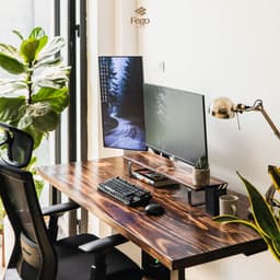 Thumbnail Bàn làm việc gỗ tự nhiên chân sắt hộp FEGO kết hợp ngăn kệ đa năng 2