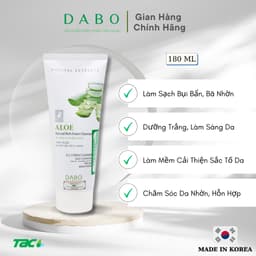 Thumbnail Sữa rửa mặt lô hội 3 in 1 Dabo Aloe Natural Rich Foam Cleanser 180ml 2