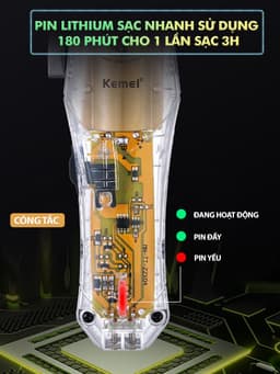 Thumbnail Tông đơ cắt tóc chuyên nghiệp Kemei KM-NG203 sạc nhanh USB công suất mạnh có thể dùng cạo tóc/ fade tóc- Hàng chính hãng 2