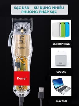 Thumbnail Tông đơ cắt tóc chuyên nghiệp Kemei KM-NG203 sạc nhanh USB công suất mạnh có thể dùng cạo tóc/ fade tóc- Hàng chính hãng 4
