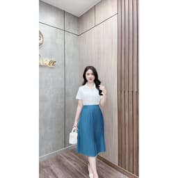 Thumbnail Chân váy xếp ly cạp kéo khóa chất liệu  chéo hàn cao cấp 2024 Evalover 4