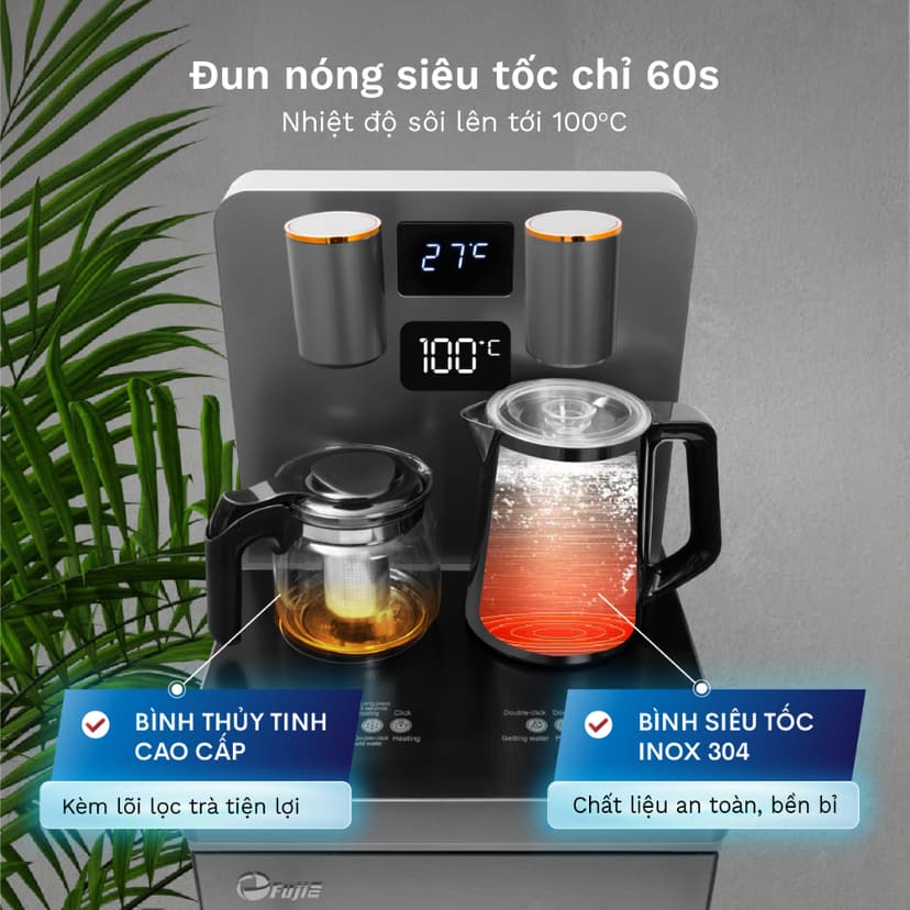 Ảnh Cây nước nóng lạnh bàn trà FUJIE TBH1332E Điều khiển máy từ xa - Cài nhiệt độ sôi từ 50 đến 100 độ C 3