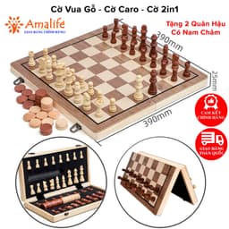 Thumbnail Bộ Cờ Vua Nam Châm Bằng Gỗ Với Lực Hút Mạnh Tặng Kèm 2 Quân Hậu Kết Hợp Cờ Đam – Cờ Caro 2 Trong 1 Chính Hãng Amalife 1