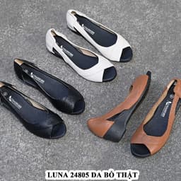Thumbnail Giày da bò nữ LUNASHOES 22504 đế xuồng 3p hở mũi êm chân sang chảnh mua tặng mẹ 3
