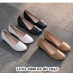 Thumbnail Giày trung niên nữ da bò thật LUNASHOES 2303 đế xuồng cao 5p mũi tròn mềm êm chân 4